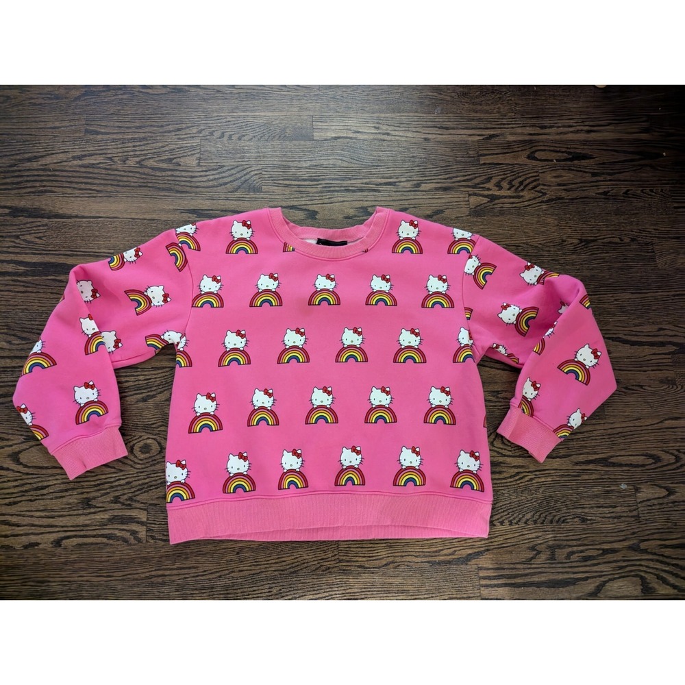 Womens ModCloth x Hello Kitty Sz XL Catch A Rainbow Colorful Crewneck Sweatshirt
